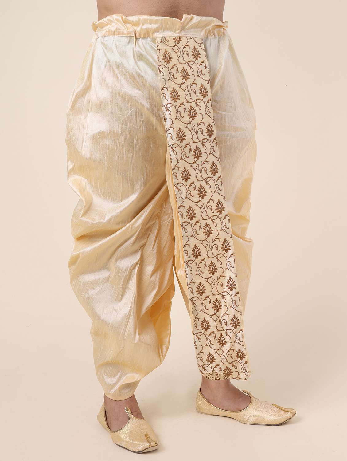men solid with work mid rise dhoti