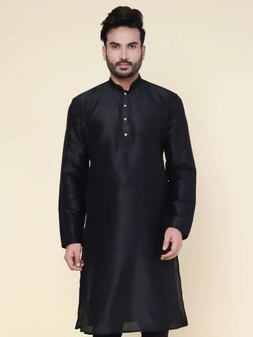 men solid mandarin neck long kurta - 22227724 -  Standard Image - 0