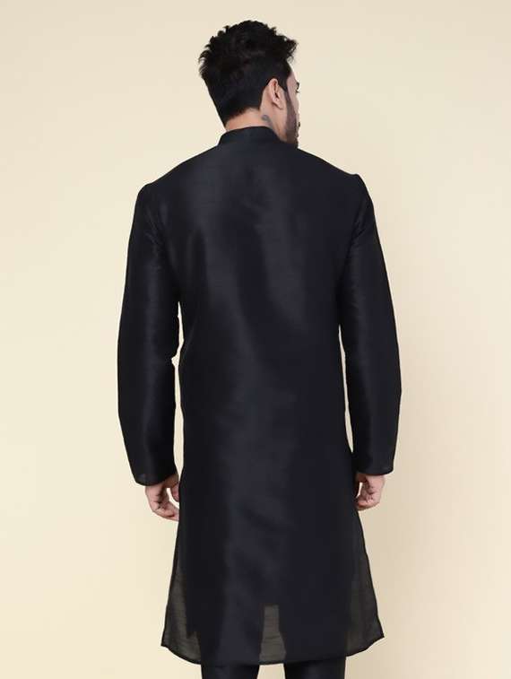 men solid mandarin neck long kurta - 22227724 -  Standard Image - 3