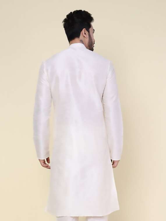 men solid mandarin neck long kurta - 22227725 -  Standard Image - 3