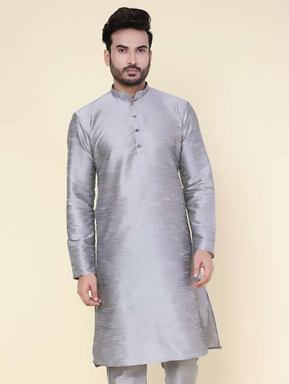 men solid mandarin neck long kurta - 22227726 -  Zoom Image - 0