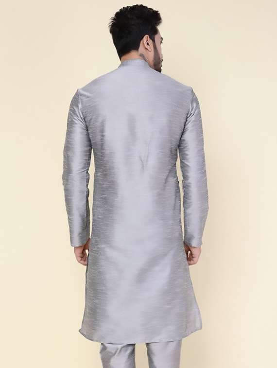 men solid mandarin neck long kurta - 22227726 -  Standard Image - 3