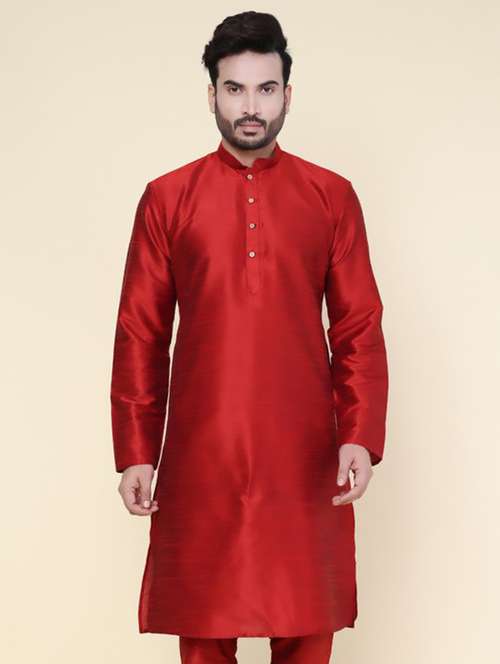 men solid mandarin neck long kurta - 22227727 -  Standard Image - 0