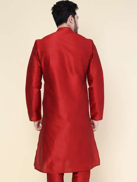 men solid mandarin neck long kurta - 22227727 -  Standard Image - 3