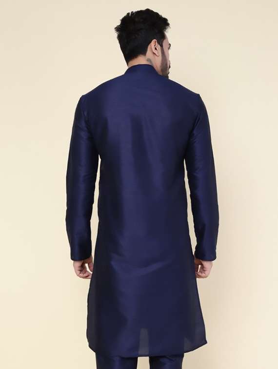 men solid mandarin neck long kurta - 22227728 -  Standard Image - 3