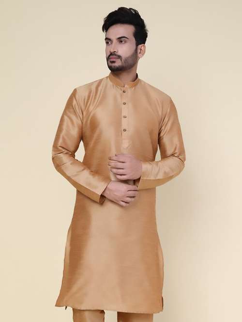 men solid mandarin neck long kurta - 22227730 -  Standard Image - 0