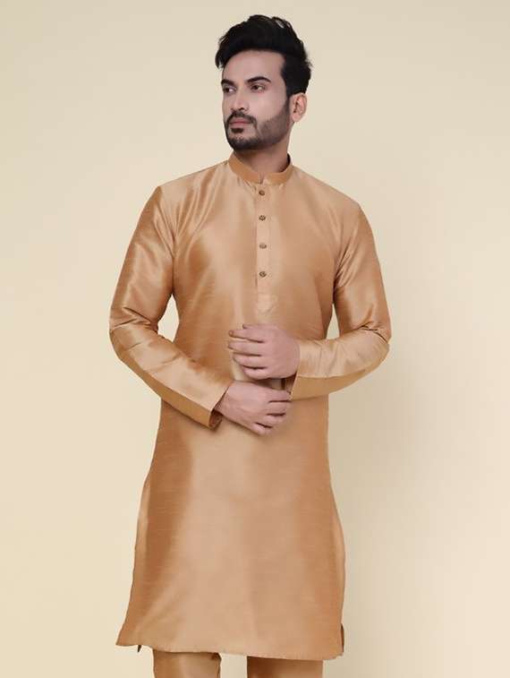 men solid mandarin neck long kurta - 22227730 -  Zoom Image - 0