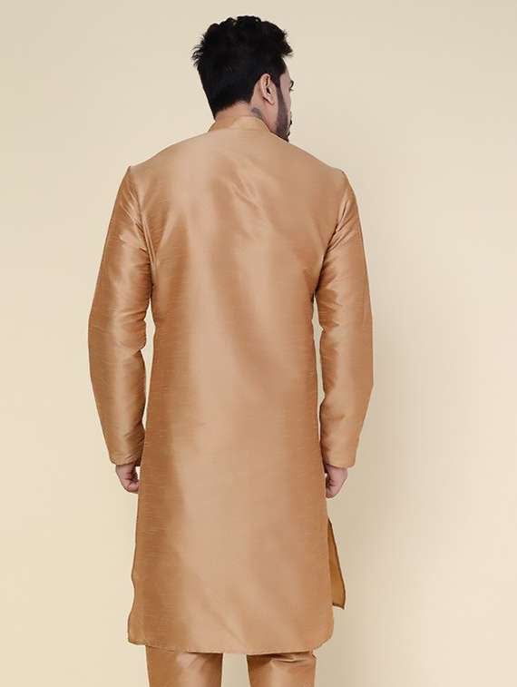 men solid mandarin neck long kurta - 22227730 -  Standard Image - 3
