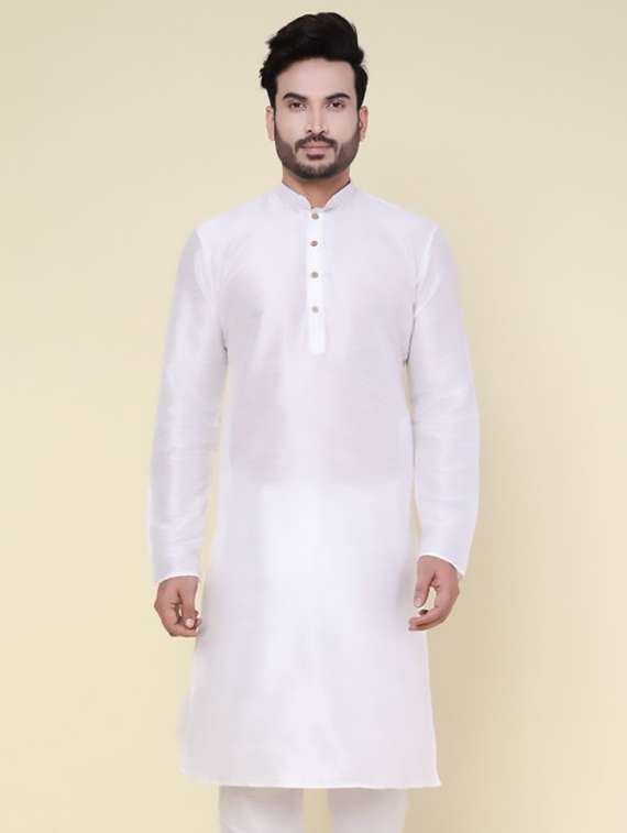 men solid mandarin neck long kurta