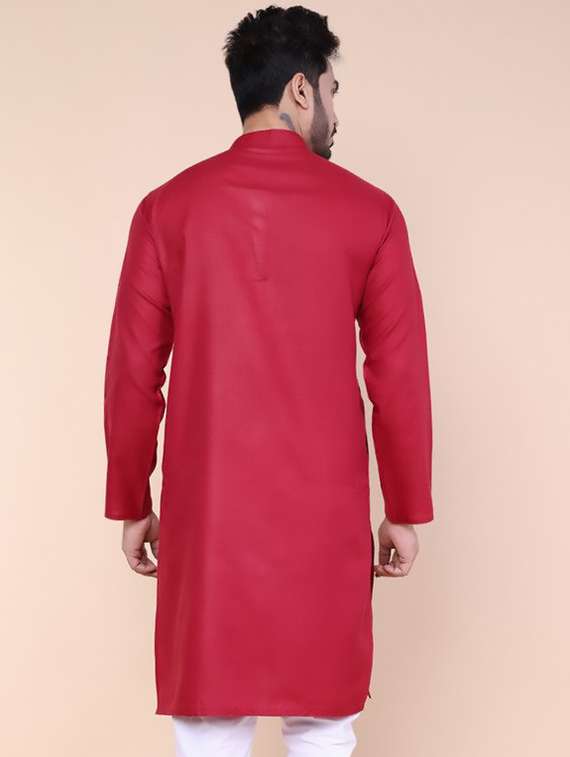men solid mandarin neck long sleeve kurta - 22227734 -  Standard Image - 3