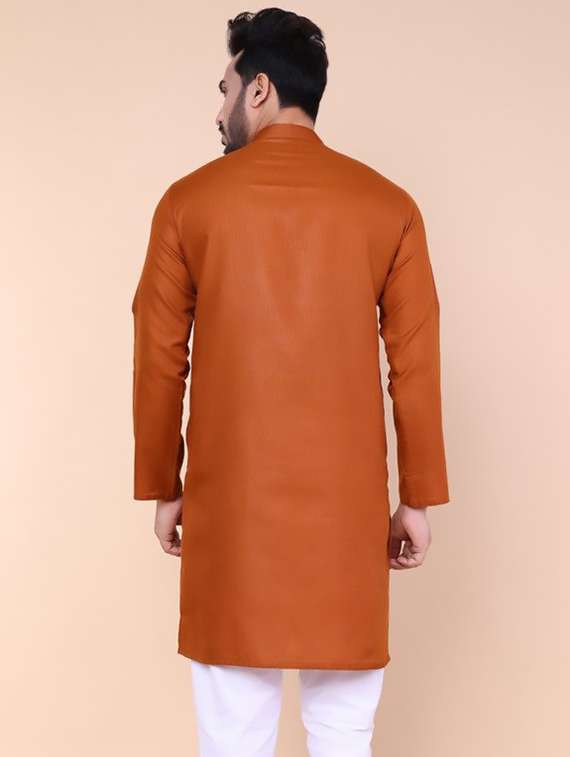 men solid mandarin neck long sleeve kurta - 22227735 -  Standard Image - 3