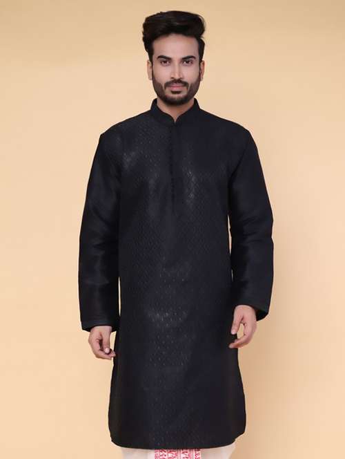 men self design mandarin neck long kurta - 22227736 -  Standard Image - 0