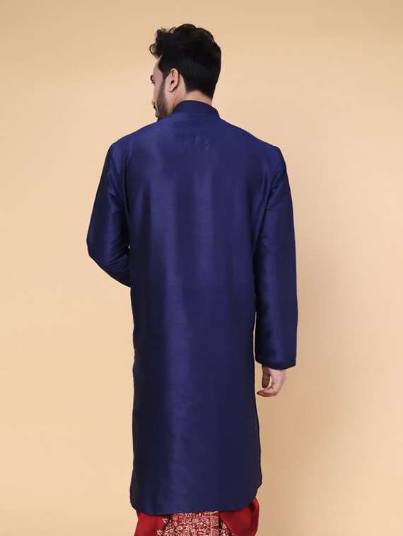 men self design mandarin neck long kurta - 22227738 -  Standard Image - 3