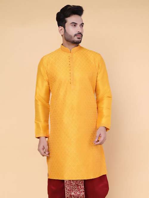 men self design mandarin neck long kurta - 22227739 -  Standard Image - 0