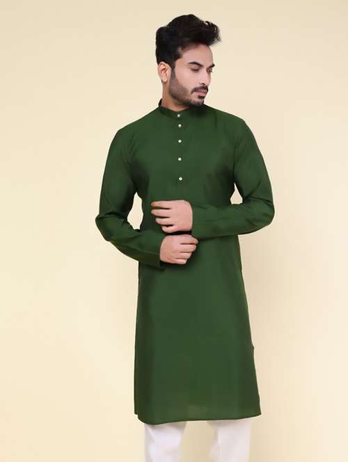 men solid mandarin neck long kurta - 22227741 -  Standard Image - 0