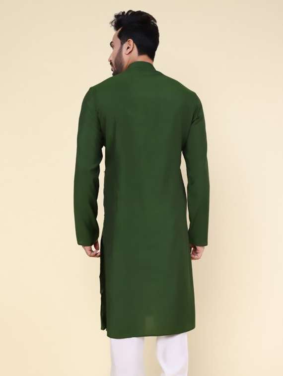 men solid mandarin neck long kurta - 22227741 -  Standard Image - 3
