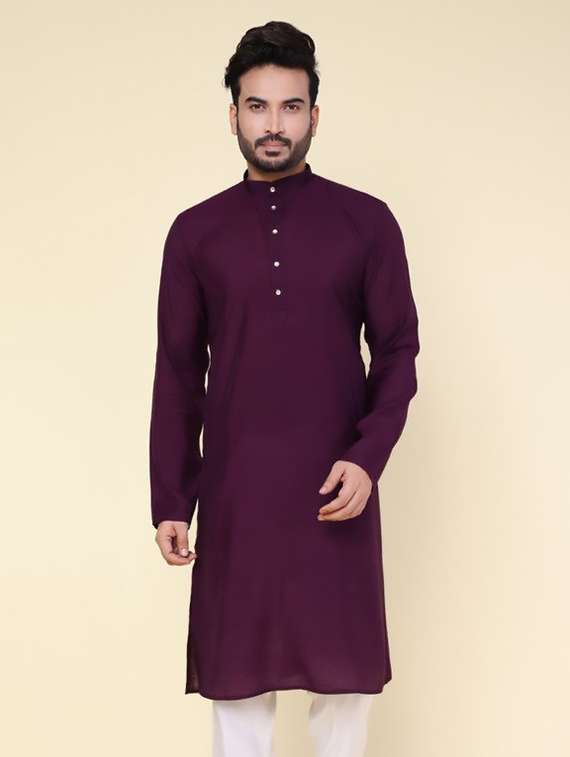 men solid mandarin neck long kurta