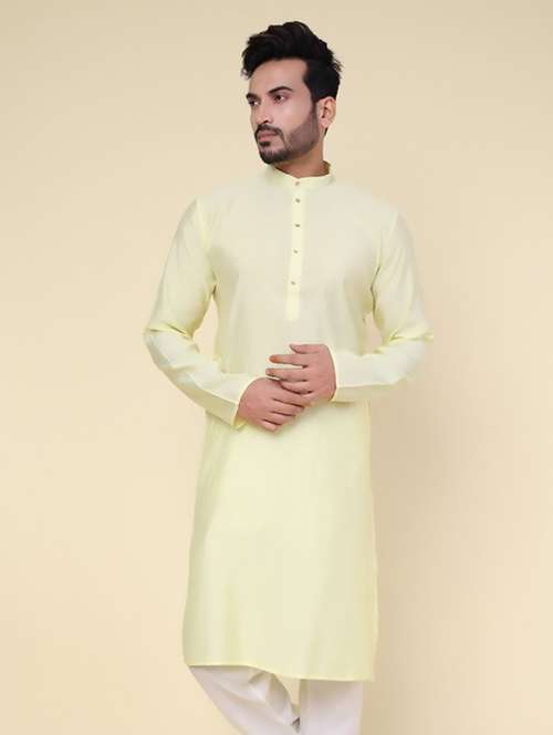 men solid mandarin neck long kurta - 22227743 -  Standard Image - 0