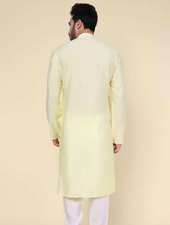 men solid mandarin neck long kurta - 22227743 -  Standard Image - 3