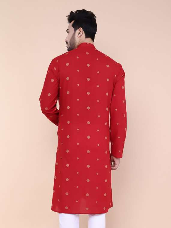 men self design mandarin neck long kurta - 22227746 -  Standard Image - 3