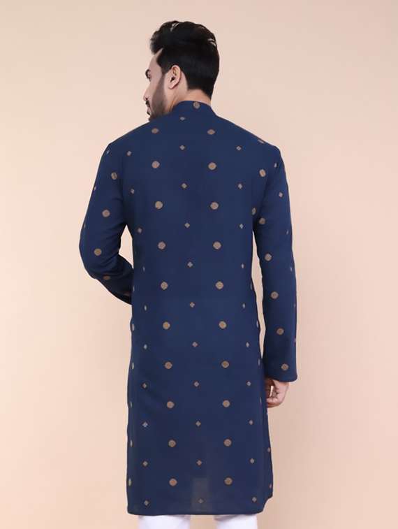 men self design mandarin neck long kurta - 22227748 -  Standard Image - 3