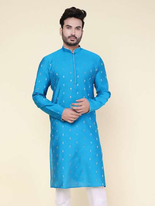 men self design mandarin neck long kurta - 22227750 -  Standard Image - 0