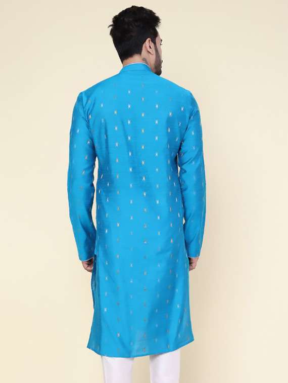 men self design mandarin neck long kurta - 22227750 -  Standard Image - 3