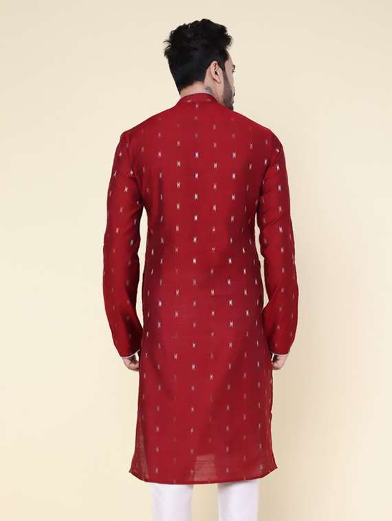 men self design mandarin neck long kurta - 22227751 -  Standard Image - 3