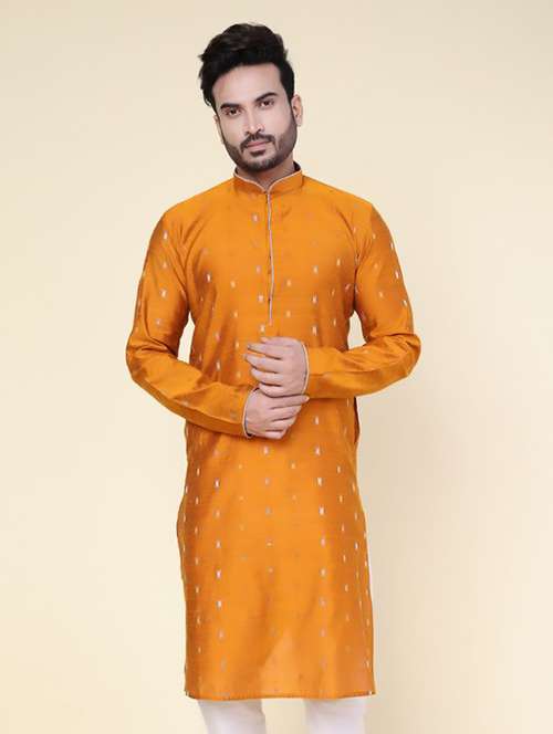 men self design mandarin neck long kurta - 22227752 -  Standard Image - 0
