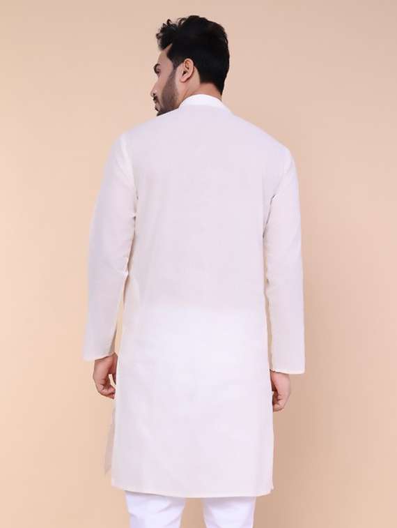 men solid mandarin neck long kurta - 22227753 -  Standard Image - 3
