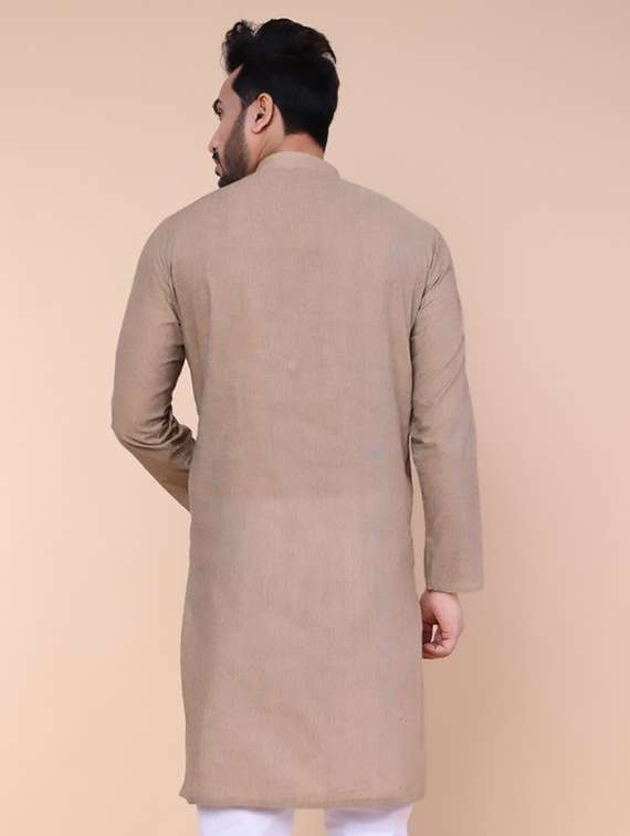 men solid mandarin neck long kurta - 22227754 -  Standard Image - 3