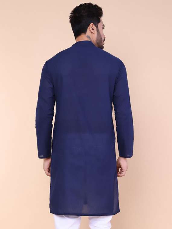 men solid mandarin neck long kurta - 22227755 -  Standard Image - 3