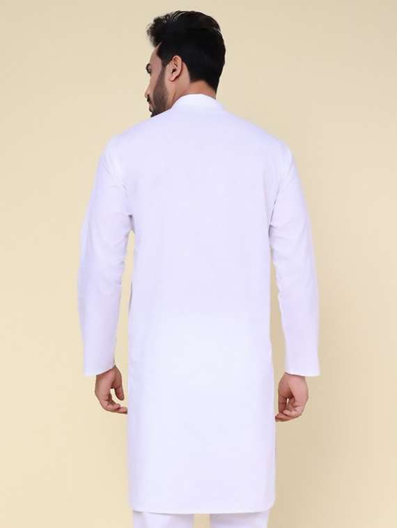 men solid mandarin neck long kurta - 22227756 -  Standard Image - 3