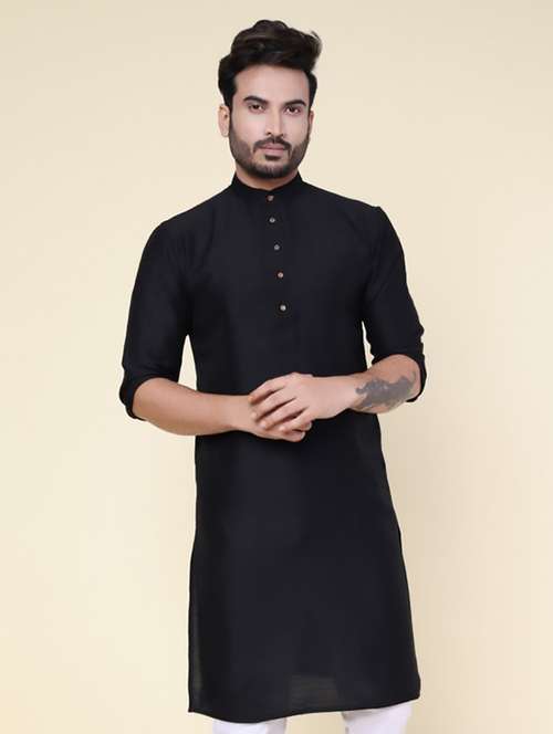 men solid mandarin neck long kurta - 22227757 -  Standard Image - 0