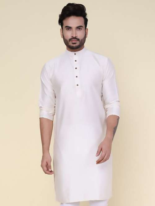 men solid mandarin neck long kurta - 22227758 -  Standard Image - 0
