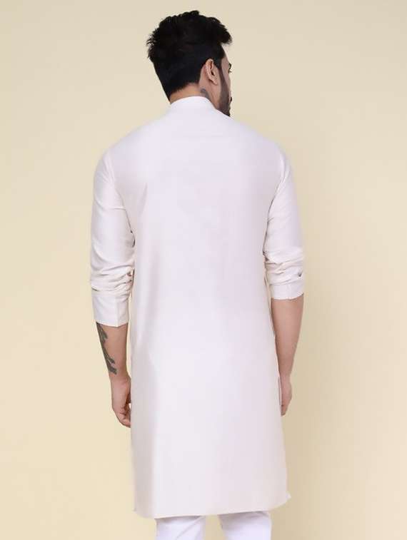 men solid mandarin neck long kurta - 22227758 -  Standard Image - 3