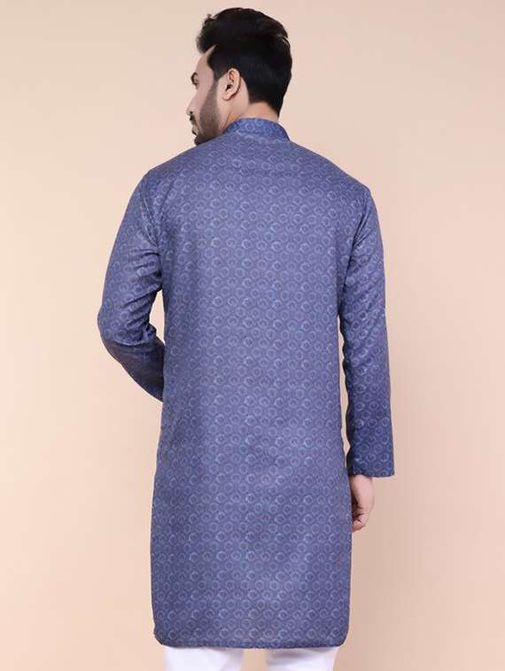 men self design mandarin neck long kurta - 22227762 -  Standard Image - 3