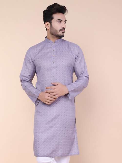 men printed mandarin neck long kurta - 22227767 -  Standard Image - 0