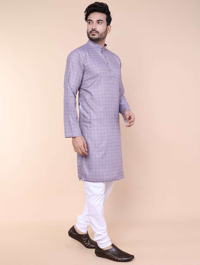 men printed mandarin neck long kurta - 22227767 -  Standard Image - 5