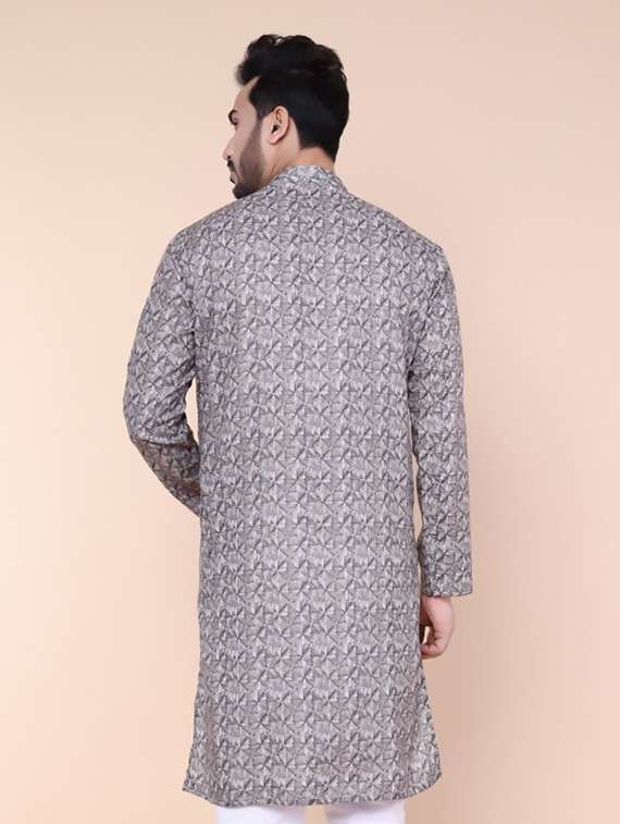 men printed mandarin neck long kurta - 22227768 -  Standard Image - 3