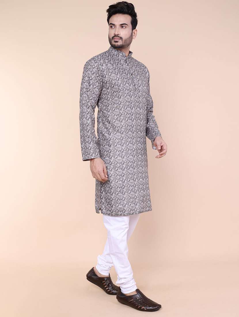 men printed mandarin neck long kurta - 22227768 -  Standard Image - 5