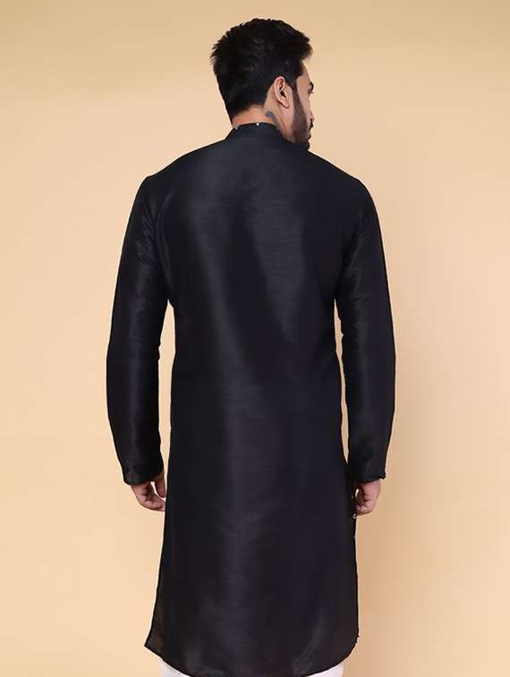 men self design mandarin neck long kurta - 22227771 -  Standard Image - 3