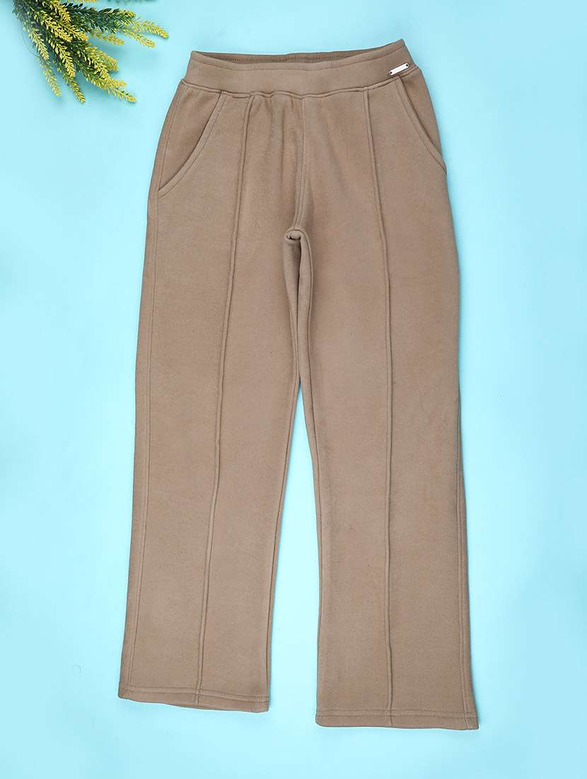 girls solid mid rise winterwear pyjama