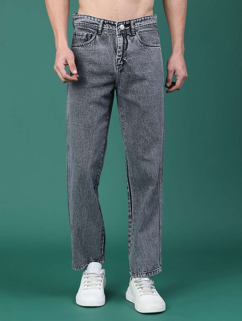 men solid mid rise jeans