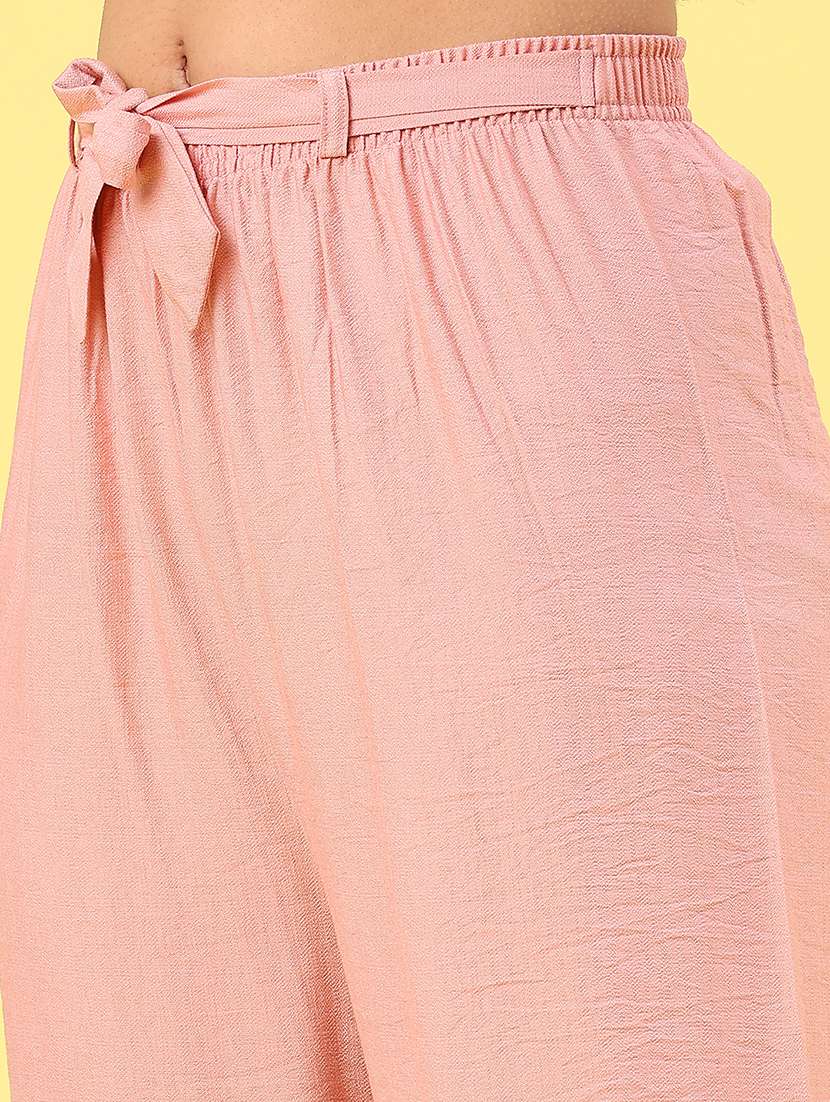 women solid mid rise wide leg trouser - 22227882 -  Standard Image - 5