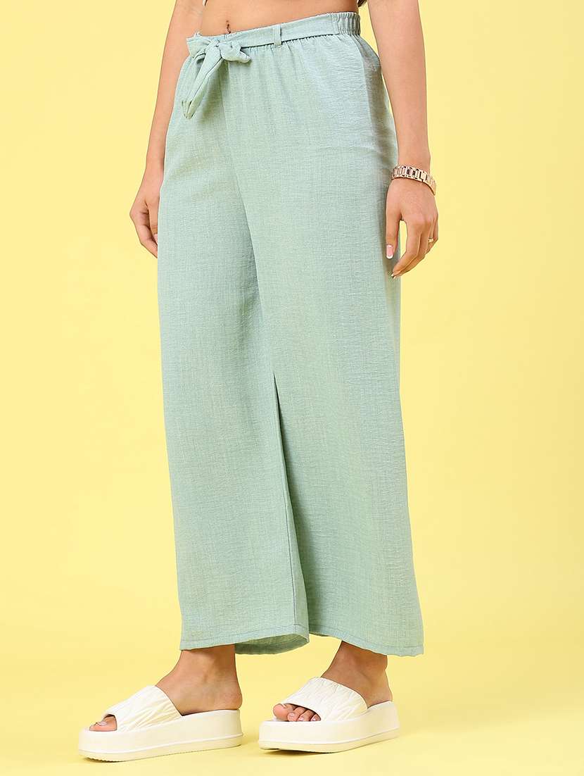 Women Solid High Rise Wide Leg Trouser - 22227924 -  Standard Image - 3