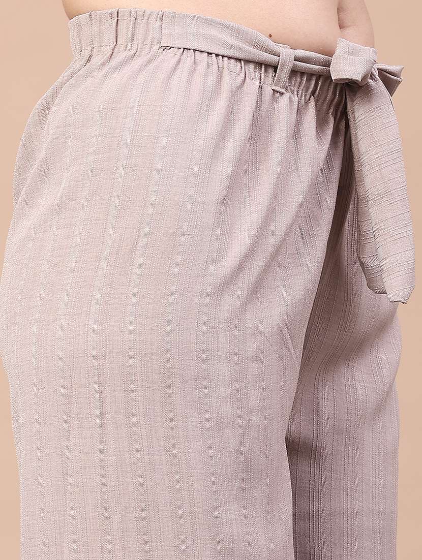 women solid mid rise wide leg trouser - 22227925 -  Standard Image - 5