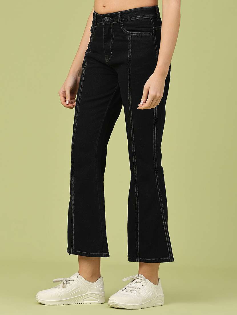 women solid mid rise bootcut jeans - 22227973 -  Standard Image - 3