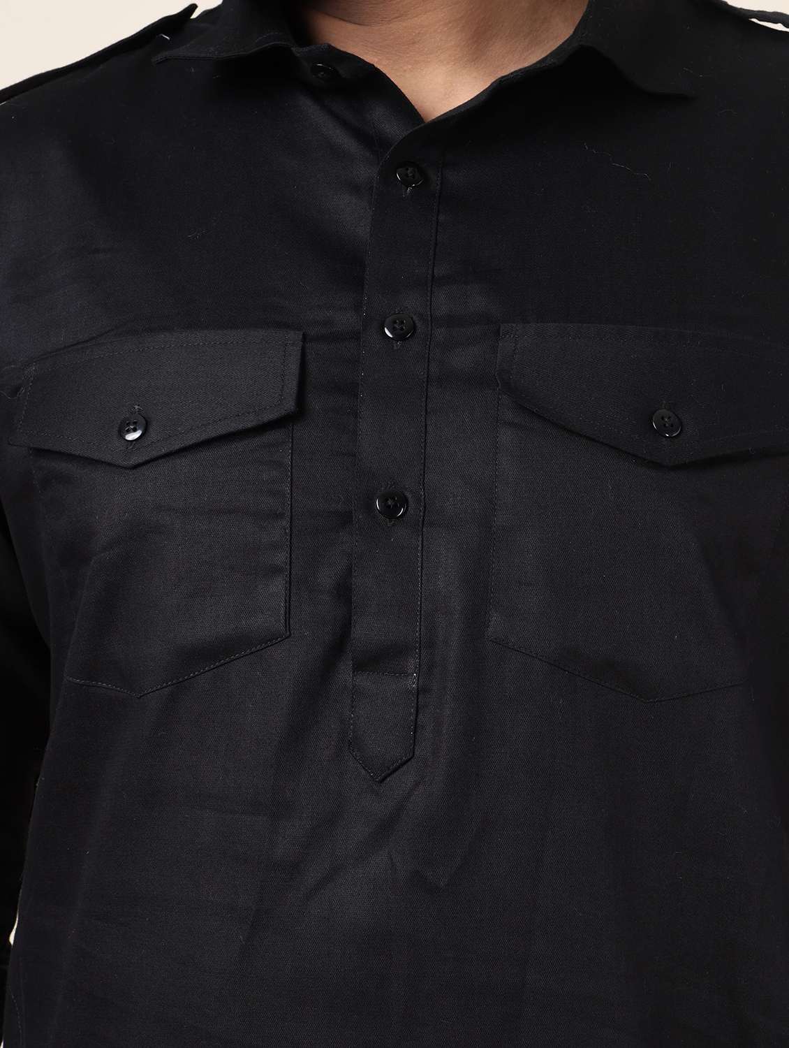 men solid long sleeve pathani ethnic wear set - 22227988 -  Standard Image - 5