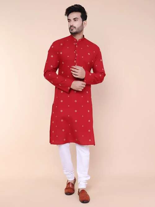 men self design long sleeve kurta churidar ethnic wear set - 22227994 -  Standard Image - 0